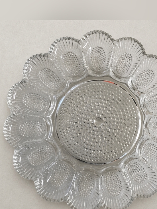 Other - Vintage Hobnail Deviled Egg Plater Clear Pressed Glass Serving Tray